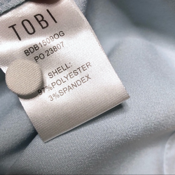 Tobi White Pastel Blue Mockneck Cutout Mini Dress - Picture 7 of 8